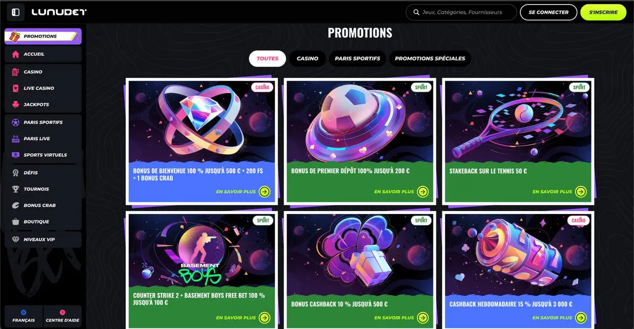 Promotions Lunubet Casino